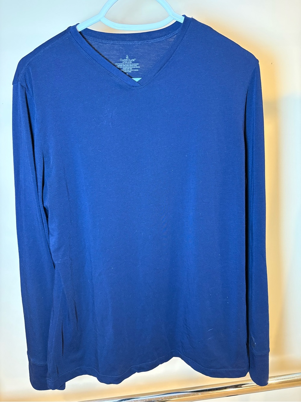 Cuddl Duds Long-Sleeve V-Neck Shirt - Navy Blue